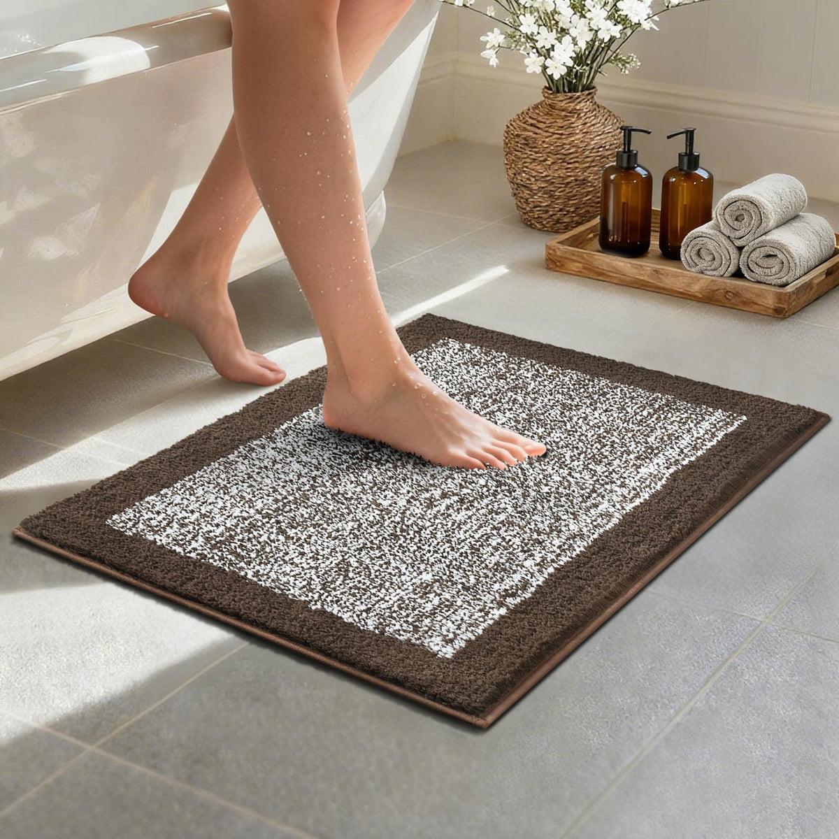 48x24 Long Bathroom Rugs Non Slip Washable, Soft Absorbent Bath Mat Blue