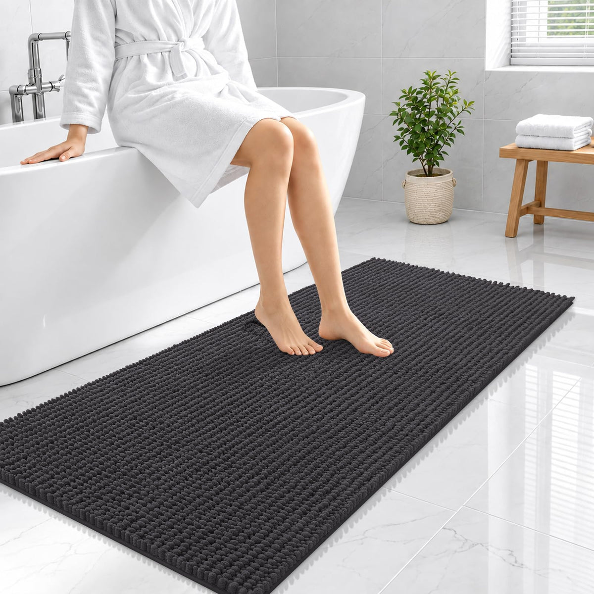 Smiry Thick Bathroom Rugs 30x20, Extra Soft Absorbent Chenille Bath Mat