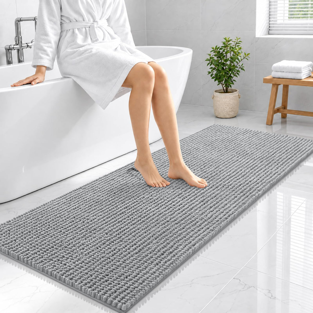 Smiry Thick Bathroom Rugs 30x20, Extra Soft Absorbent Chenille Bath Mat