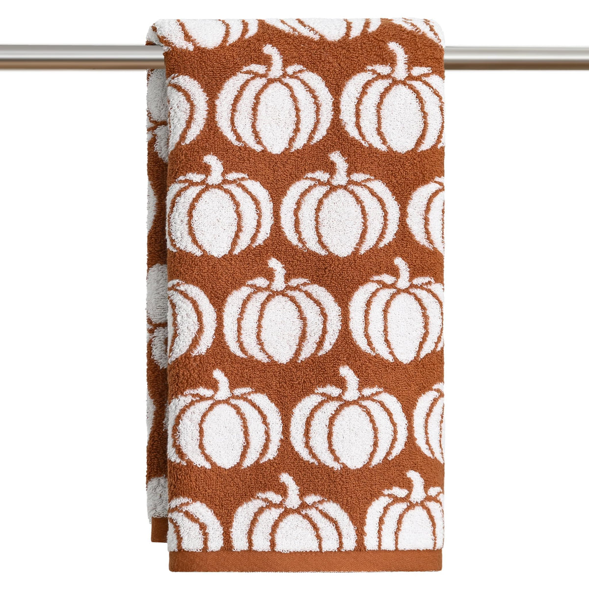 Artoid Mode 2 Pcs Beige Caramel Pumpkin Fall Hand Towels for Bathroom