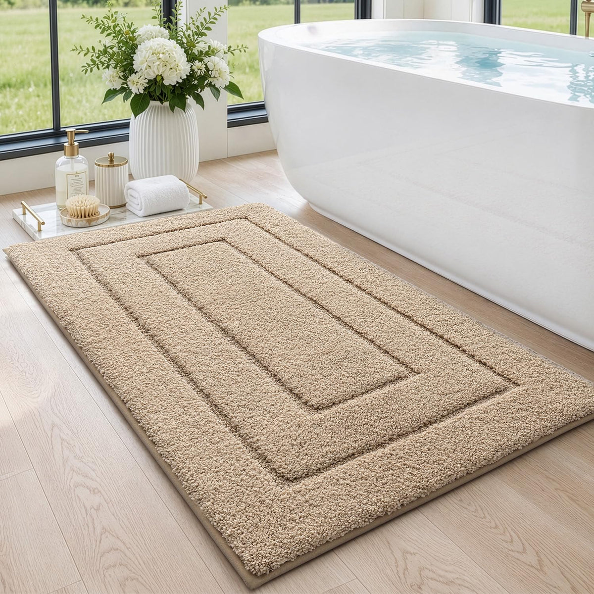 DEXI Bathroom Rugs 36x24, Non-Slip Bath Mat Soft Absorbent, Beige