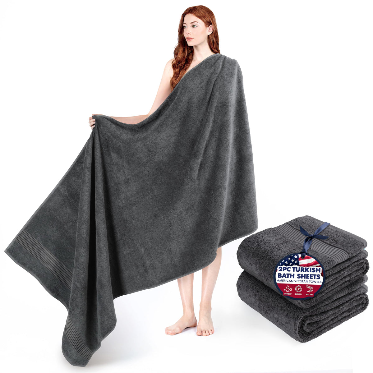 American Veteran Towel, Hand Towels for Bathroom Set of 4, 100% Cotton Turkish Hand Towel Sets, Soft Hand Face Towels, Navy Blue Hand Towels