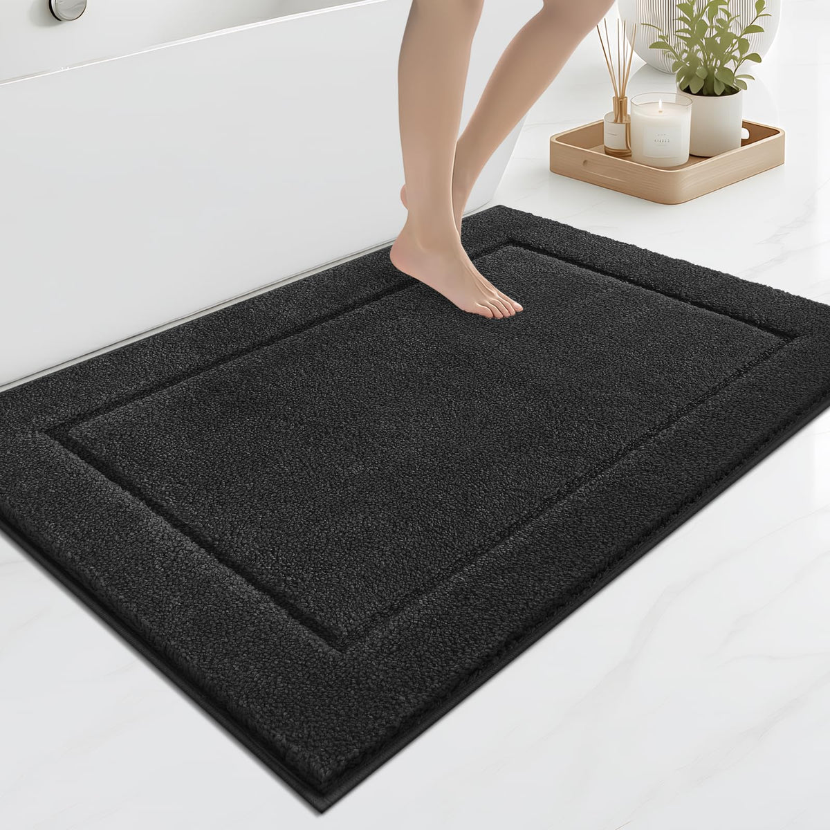 anllugs Bathroom Rugs, Non-Slip Bath Rugs, 24" x 60", Grey