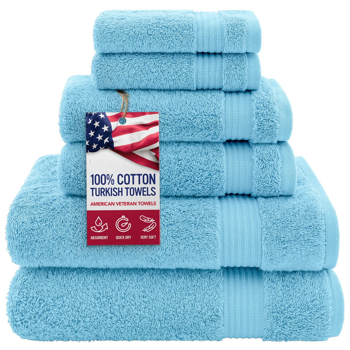 American Veteran Towel, Hand Towels for Bathroom Set of 4, 100% Cotton Turkish Hand Towel Sets, Soft Hand Face Towels, Navy Blue Hand Towels