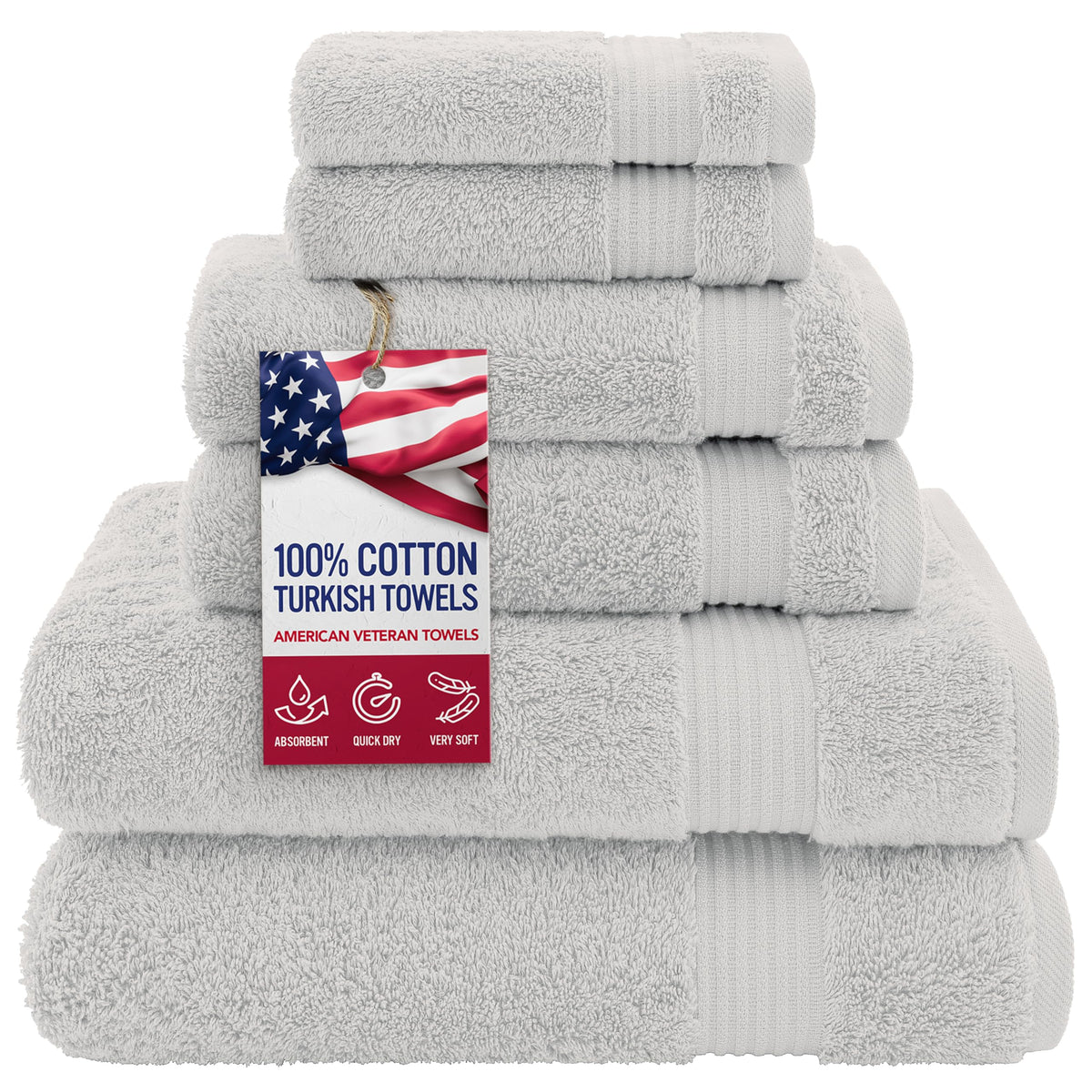 American Veteran Towel, Hand Towels for Bathroom Set of 4, 100% Cotton Turkish Hand Towel Sets, Soft Hand Face Towels, Navy Blue Hand Towels