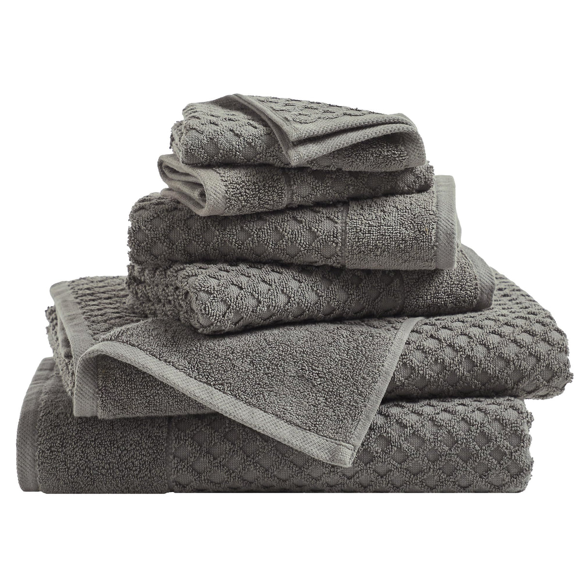 Great Bay Home Bath Towels - 100% Cotton 6 Piece Towel Set - Diamond Waffle Weave - Absorbent, Durable, Quick-Dry Towels for Bathroom (Marigold)