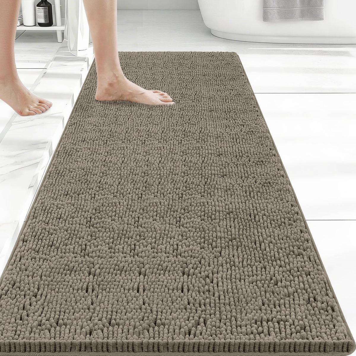 Bcoimo Small Bath Rug Mat,24x17 Extra Soft Chenille Lavender Bathroom Mats