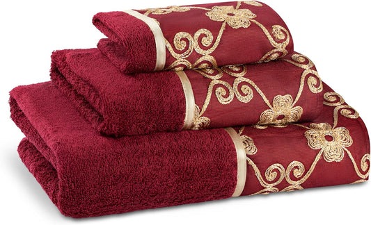 Zahari Home Elegant Rose Classic Luxury Bath Towel Set - 3 Piece Towel Set - Bath Towel, Hand Towel and Wash Towel for Contemporary Bathroom Decor