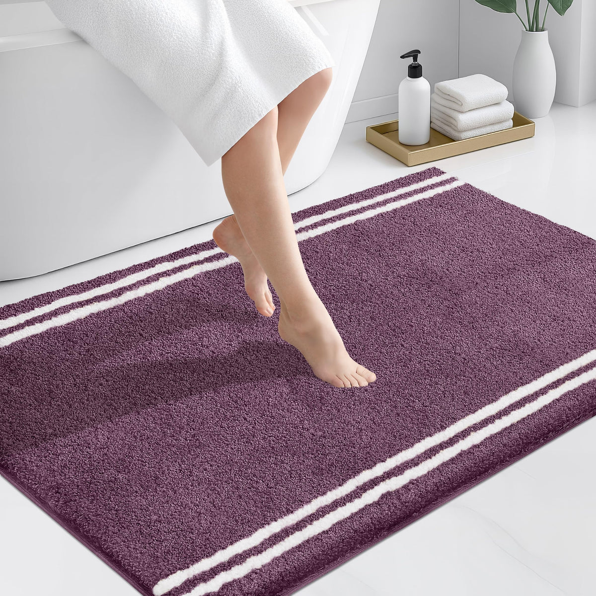 PURRUGS Bathroom Runner Rug, Bath Mat, 24" x 60", Beige