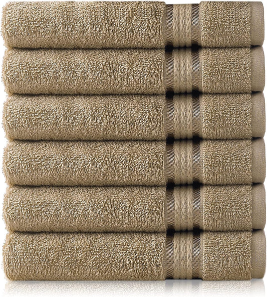 COTTON CRAFT Ultra Soft Hand Towels - 6 Pack 100% Ringspun Cotton Towel Set