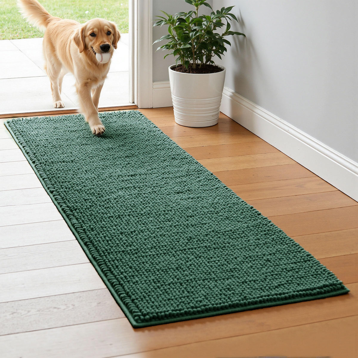 SUBRTEX Bathroom Rugs, 20" x 32" Chenille Bath Rug Soft Short Plush Bath Mat Soft Shower Mat Water Absorbent Shower Mat Quick Dry Machine Washable, Gray