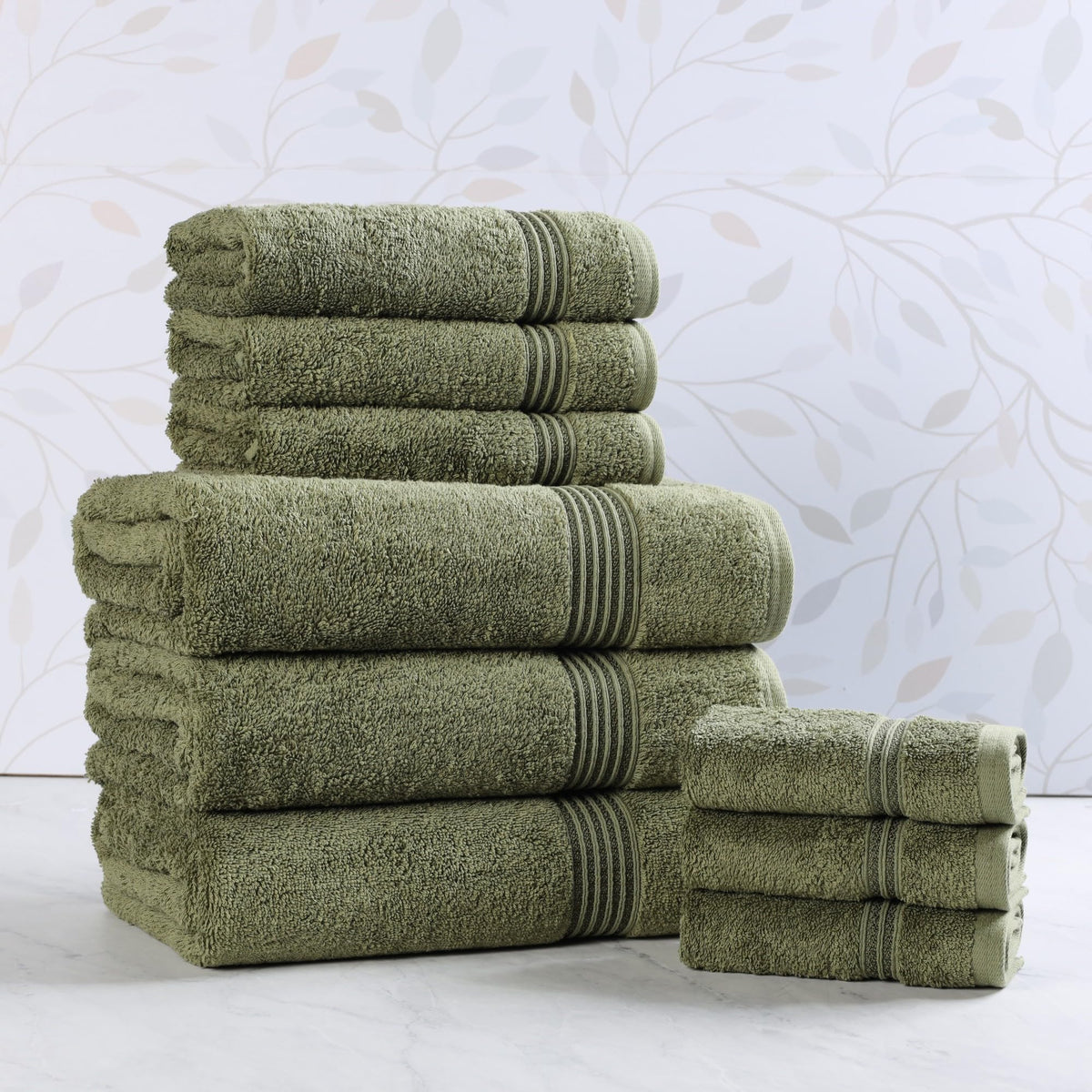 Superior Egyptian Cotton 6-Piece Towel Set, Bathroom Essentials, Towels For Bathroom, Apartment, Airbnb, Guest Bath, Face, Hand, Bath Towels, Washcloths, Absorbent, Fast Drying, Sage