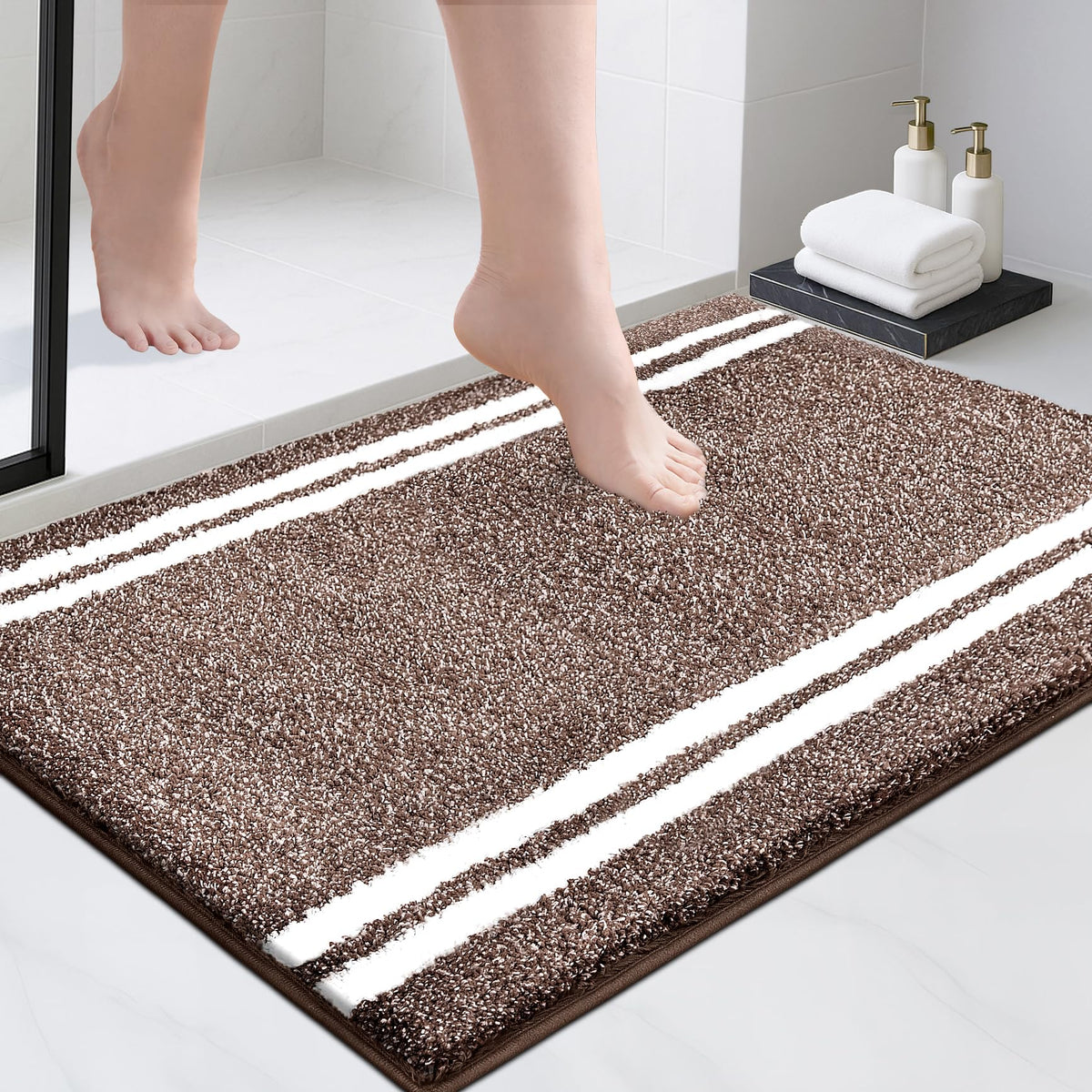 PURRUGS Bathroom Runner Rug, Bath Mat, 24" x 60", Beige