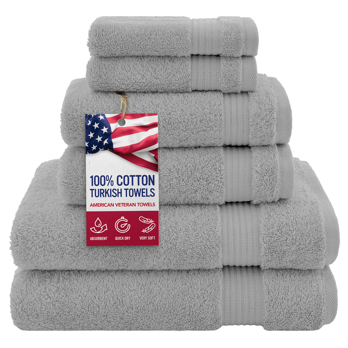 American Veteran Towel, Hand Towels for Bathroom Set of 4, 100% Cotton Turkish Hand Towel Sets, Soft Hand Face Towels, Navy Blue Hand Towels