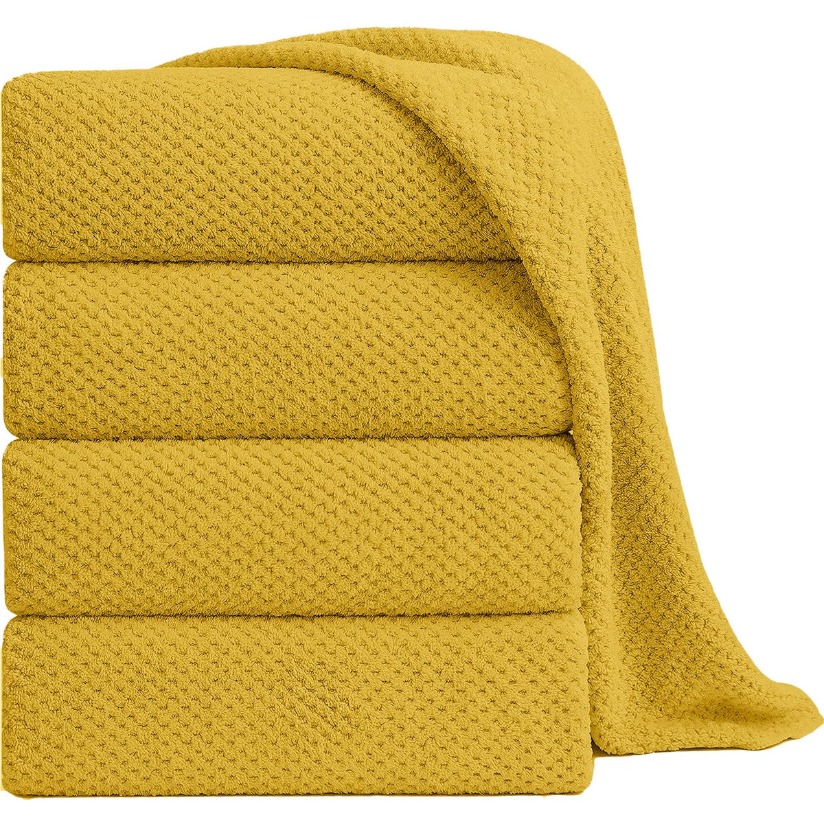 8-Piece Bath Towel Set, 2 Extra Large Bath Towel Sheets, 2 Hand Towels and 4 Washcloths - Highly Absorbent Quick Dry Polyester,Ultra Soft Towel Set for Bathroom, Waffle Weave Design, Pack of 8, Green