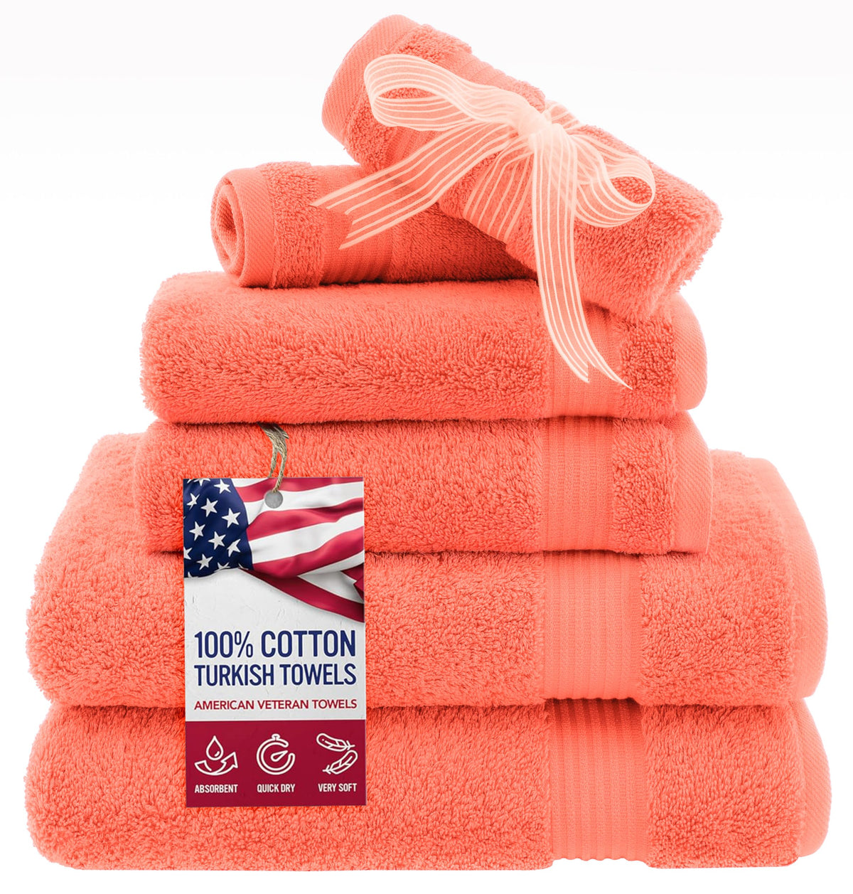 American Veteran Towel, Hand Towels for Bathroom Set of 4, 100% Cotton Turkish Hand Towel Sets, Soft Hand Face Towels, Navy Blue Hand Towels