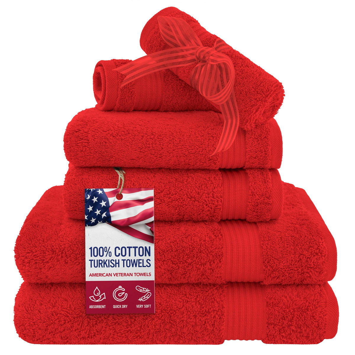 American Veteran Towel, Hand Towels for Bathroom Set of 4, 100% Cotton Turkish Hand Towel Sets, Soft Hand Face Towels, Navy Blue Hand Towels