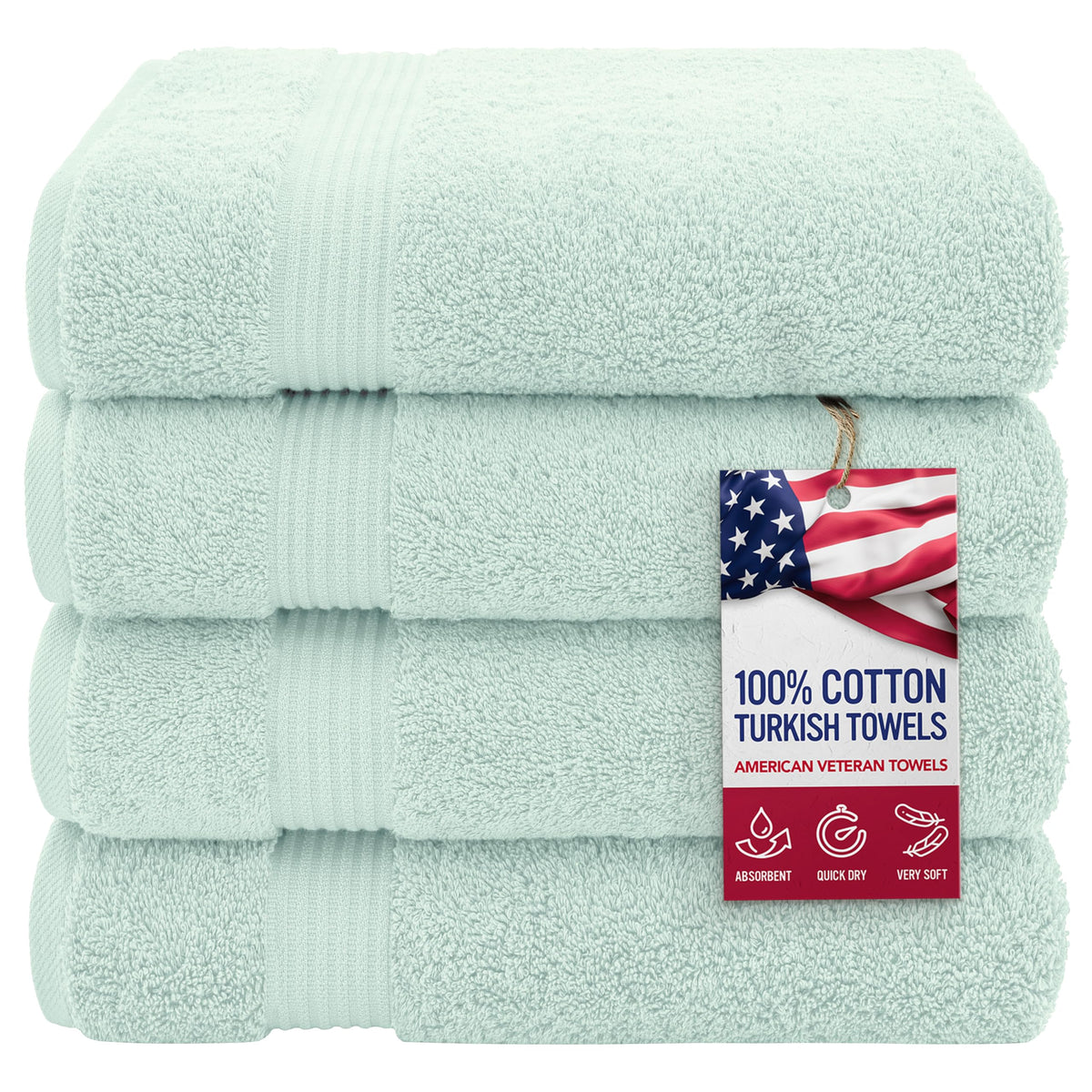 American Veteran Towel, Hand Towels for Bathroom Set of 4, 100% Cotton Turkish Hand Towel Sets, Soft Hand Face Towels, Navy Blue Hand Towels