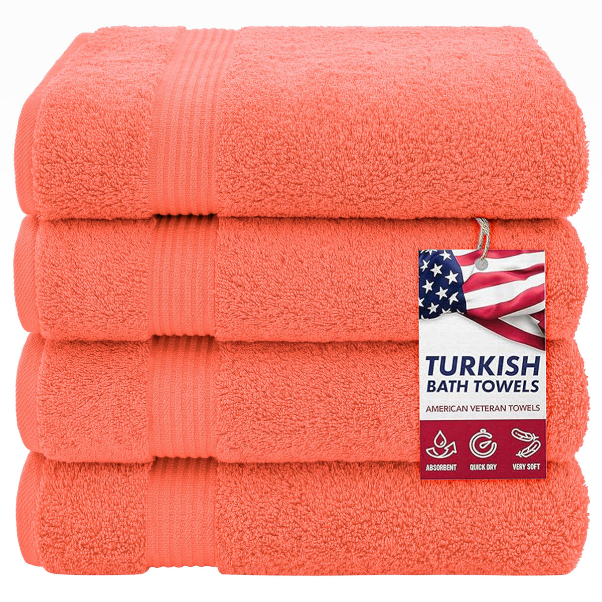 American Veteran Towel, Hand Towels for Bathroom Set of 4, 100% Cotton Turkish Hand Towel Sets, Soft Hand Face Towels, Navy Blue Hand Towels