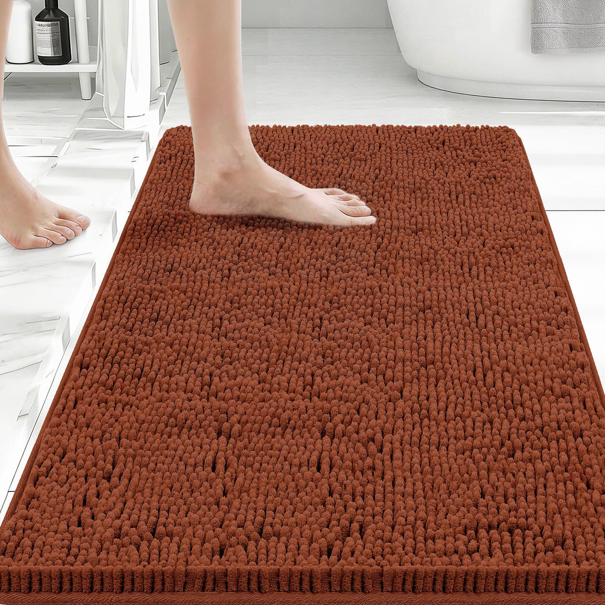 Bcoimo Small Bath Rug Mat,24x17 Extra Soft Chenille Lavender Bathroom Mats