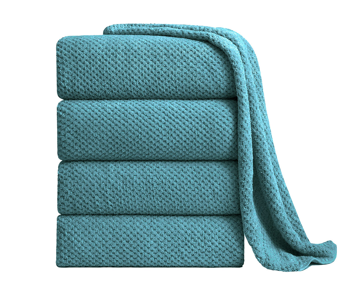 8-Piece Bath Towel Set, 2 Extra Large Bath Towel Sheets, 2 Hand Towels and 4 Washcloths - Highly Absorbent Quick Dry Polyester,Ultra Soft Towel Set for Bathroom, Waffle Weave Design, Pack of 8, Green