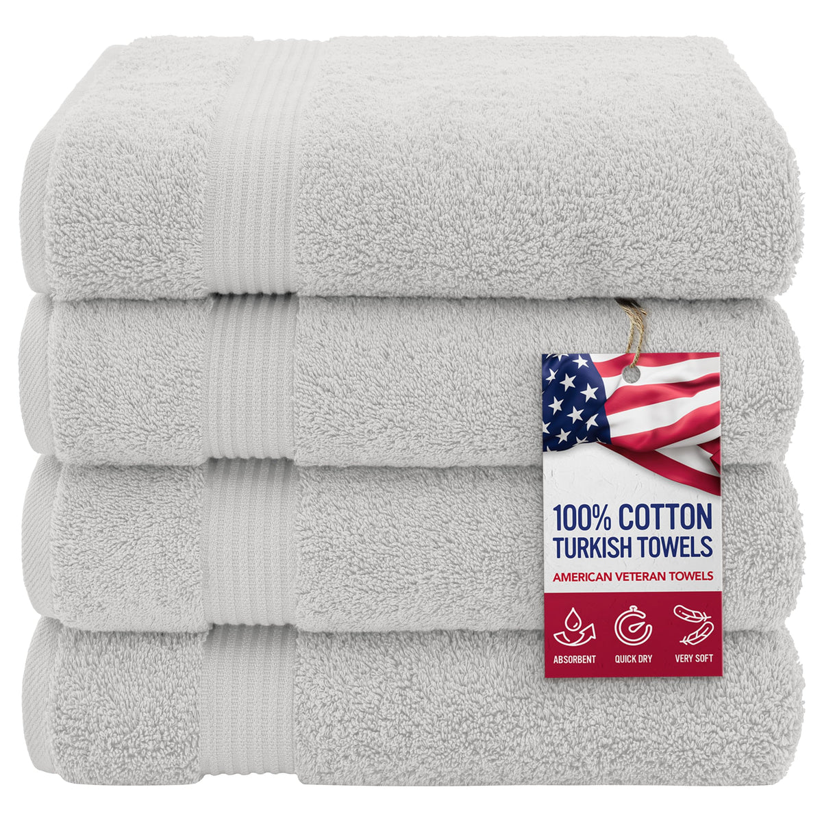 American Veteran Towel, Hand Towels for Bathroom Set of 4, 100% Cotton Turkish Hand Towel Sets, Soft Hand Face Towels, Navy Blue Hand Towels