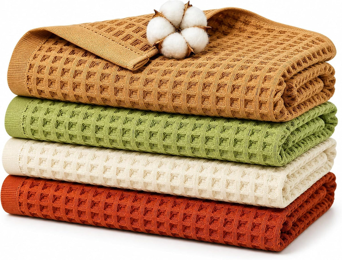 100% Cotton Waffle Towel Set, 4pcs Bath Towels for Bathroom 55*29''