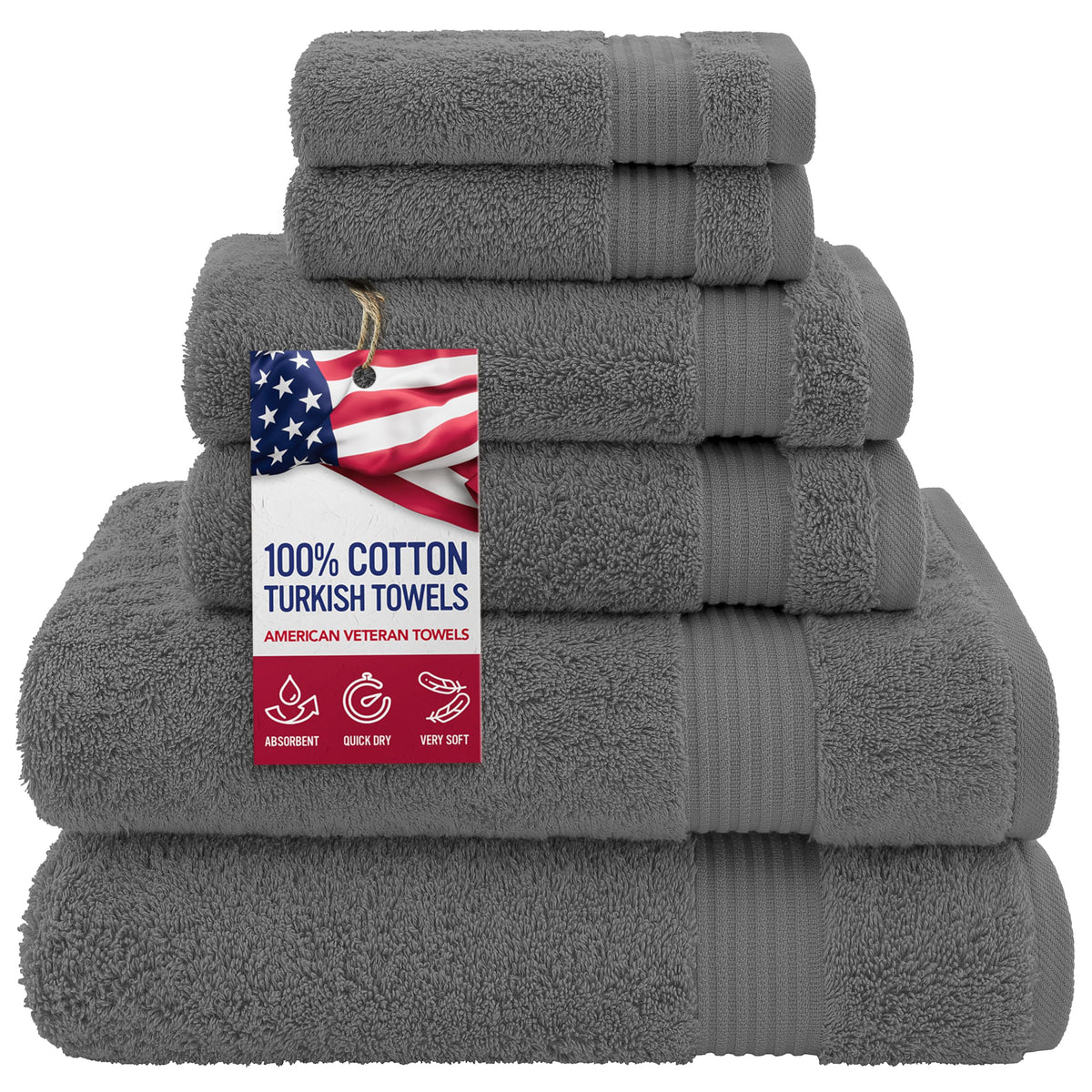 American Veteran Towel, Hand Towels for Bathroom Set of 4, 100% Cotton Turkish Hand Towel Sets, Soft Hand Face Towels, Navy Blue Hand Towels