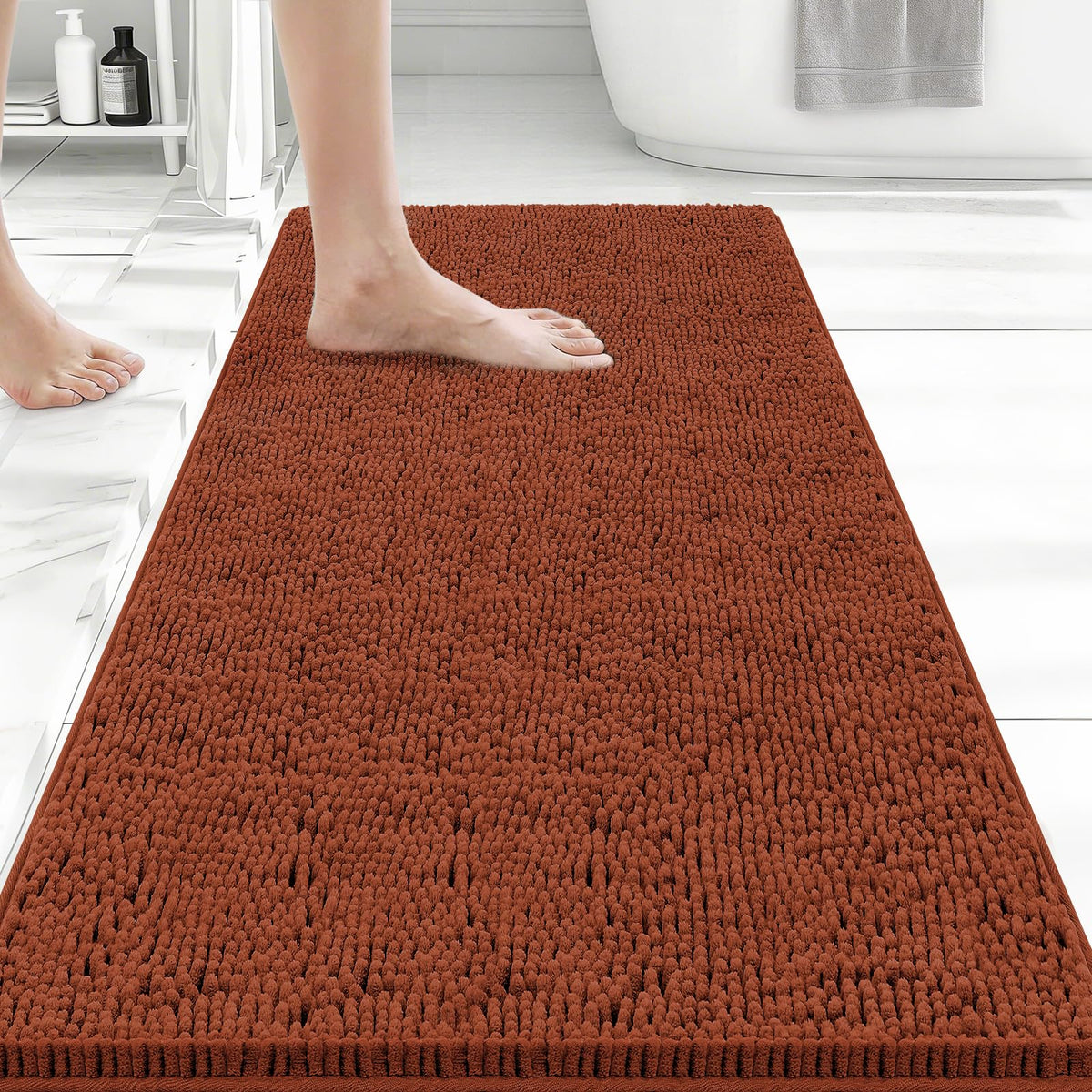 Bcoimo Small Bath Rug Mat,24x17 Extra Soft Chenille Lavender Bathroom Mats