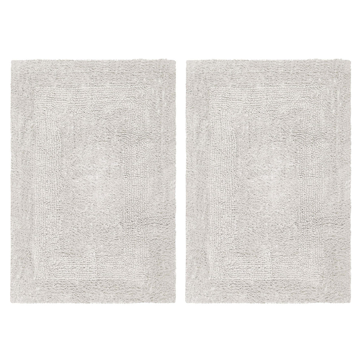 COTTON CRAFT 2 Pack Reversible Bath Mat Rug - Soft Plush -17x24- Azure Blue