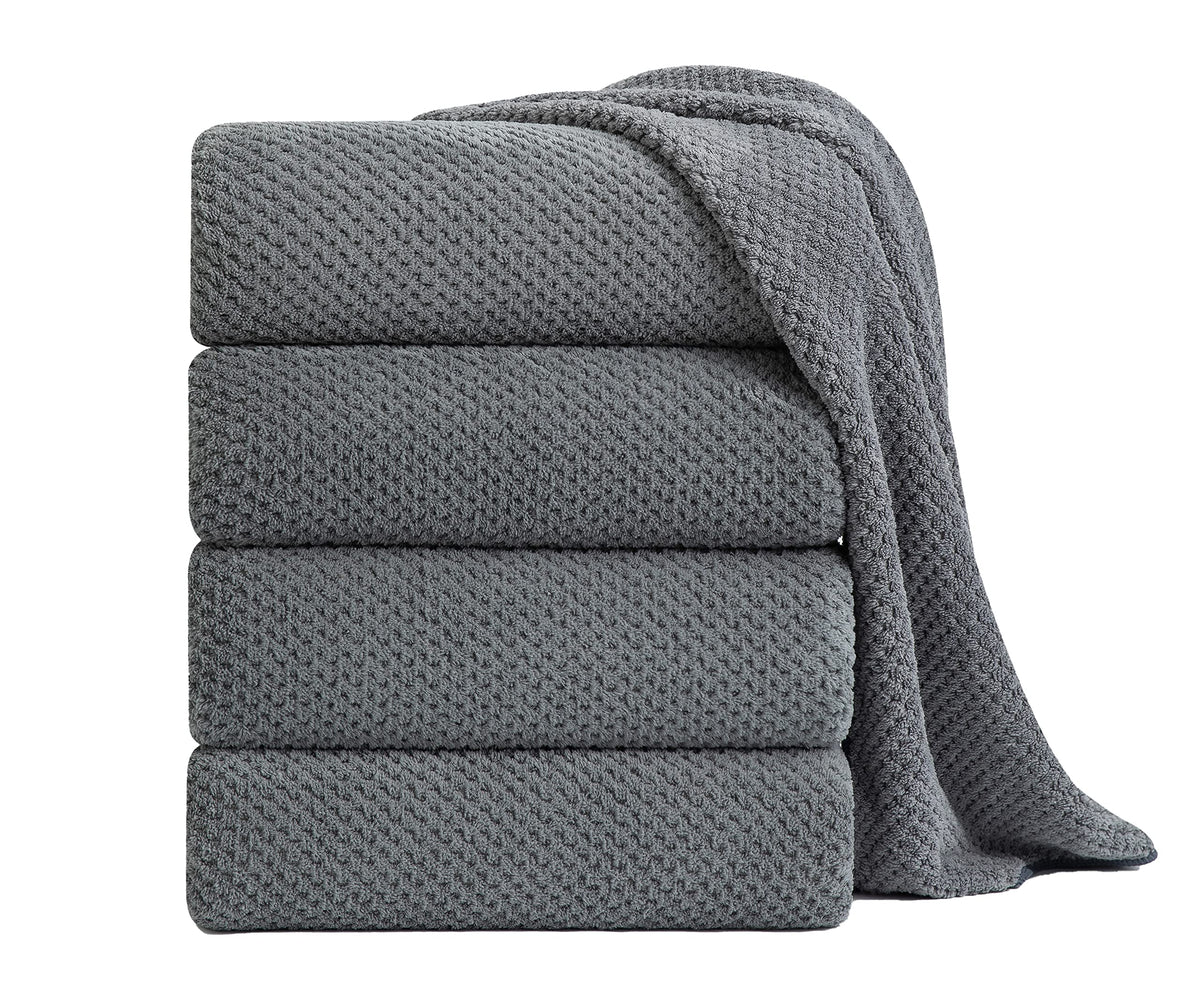 8-Piece Bath Towel Set, 2 Extra Large Bath Towel Sheets, 2 Hand Towels and 4 Washcloths - Highly Absorbent Quick Dry Polyester,Ultra Soft Towel Set for Bathroom, Waffle Weave Design, Pack of 8, Green