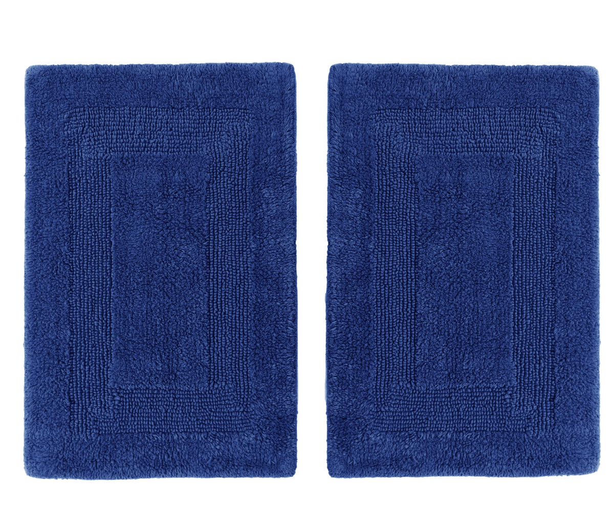 COTTON CRAFT 2 Pack Reversible Bath Mat Rug - Soft Plush -17x24- Azure Blue