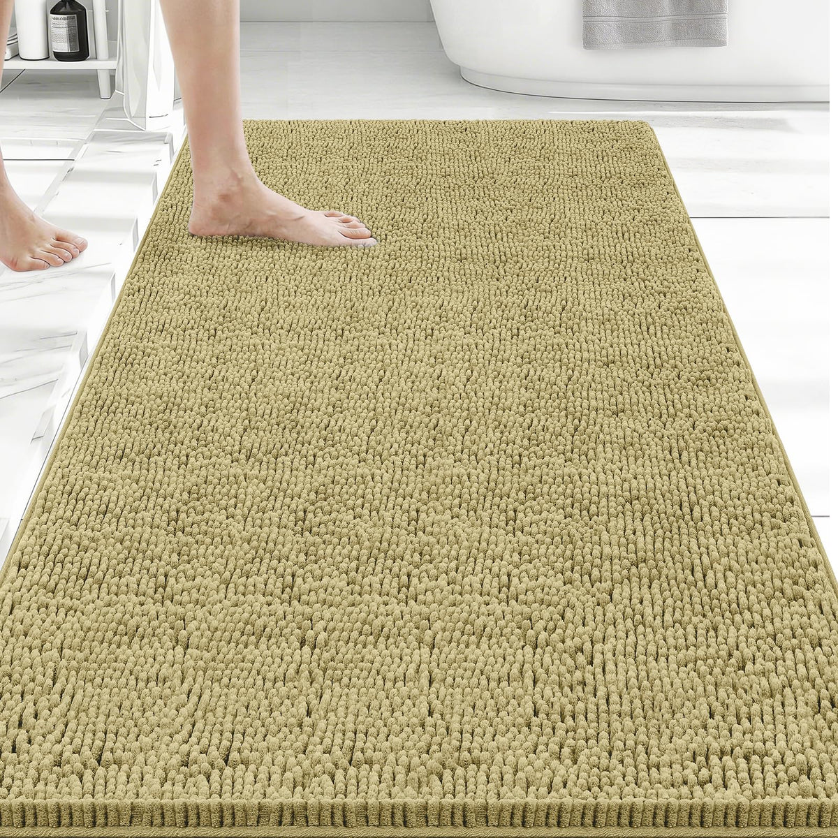 Bcoimo Small Bath Rug Mat,24x17 Extra Soft Chenille Lavender Bathroom Mats