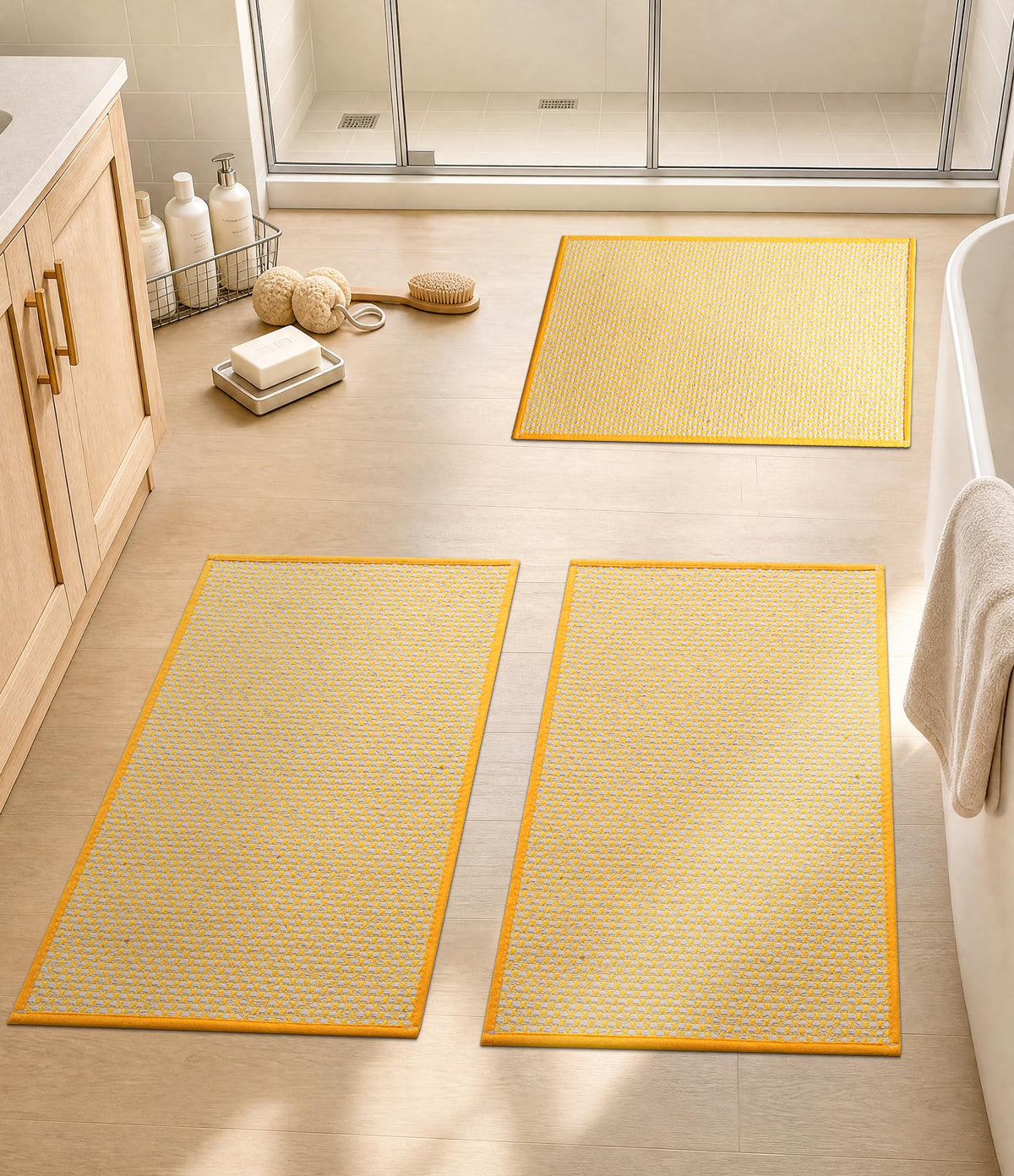 YIHOUSE Purple Bathroom Rugs Sets 2 Pieces,Thin Bath Mat Quick Dry