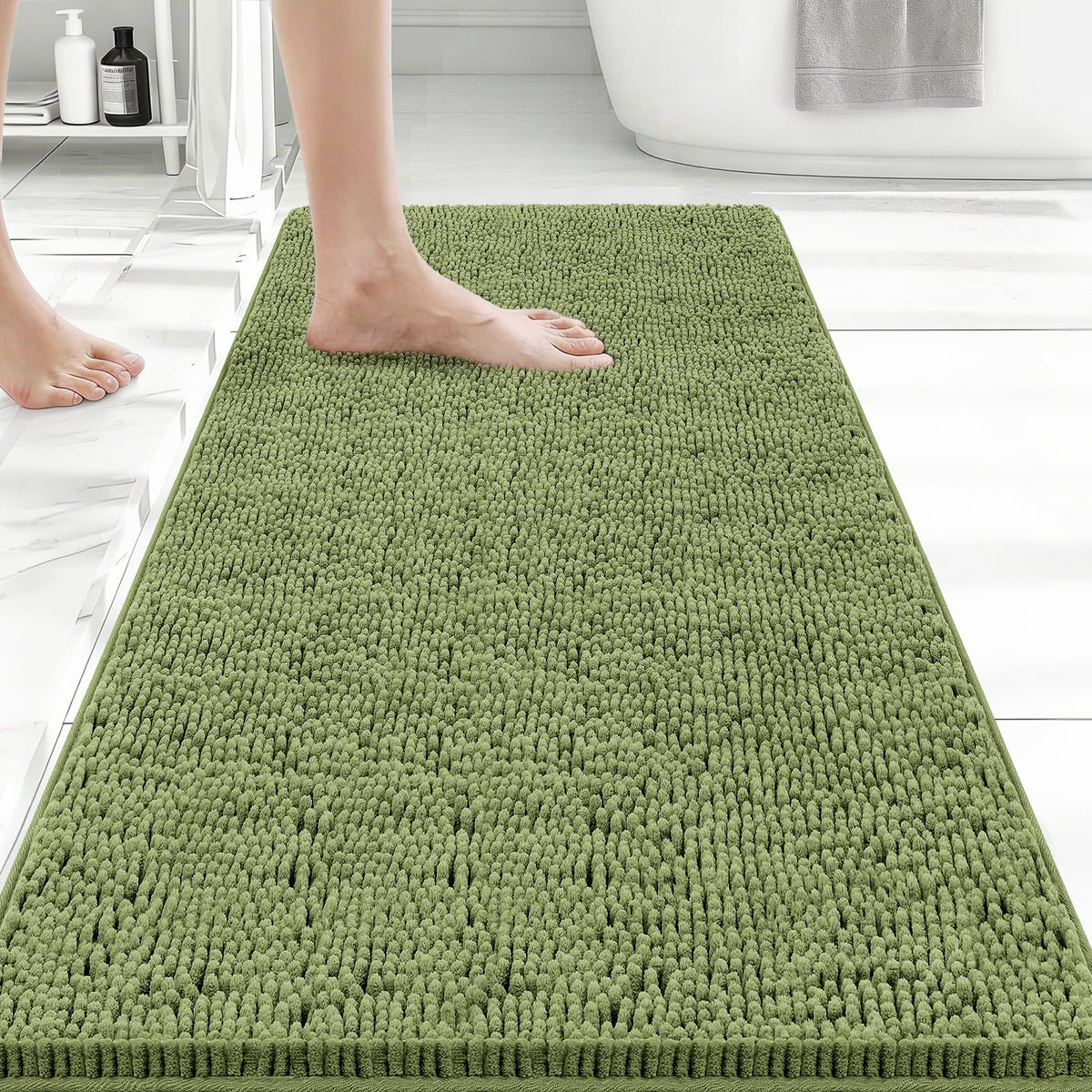 Bcoimo Small Bath Rug Mat,24x17 Extra Soft Chenille Lavender Bathroom Mats