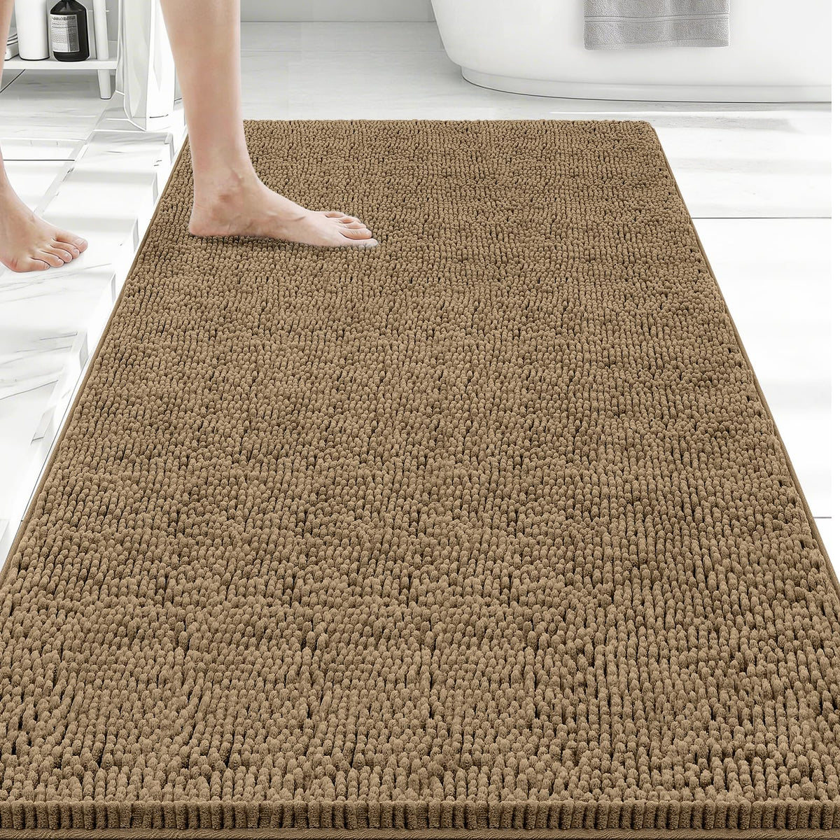 Bcoimo Small Bath Rug Mat,24x17 Extra Soft Chenille Lavender Bathroom Mats