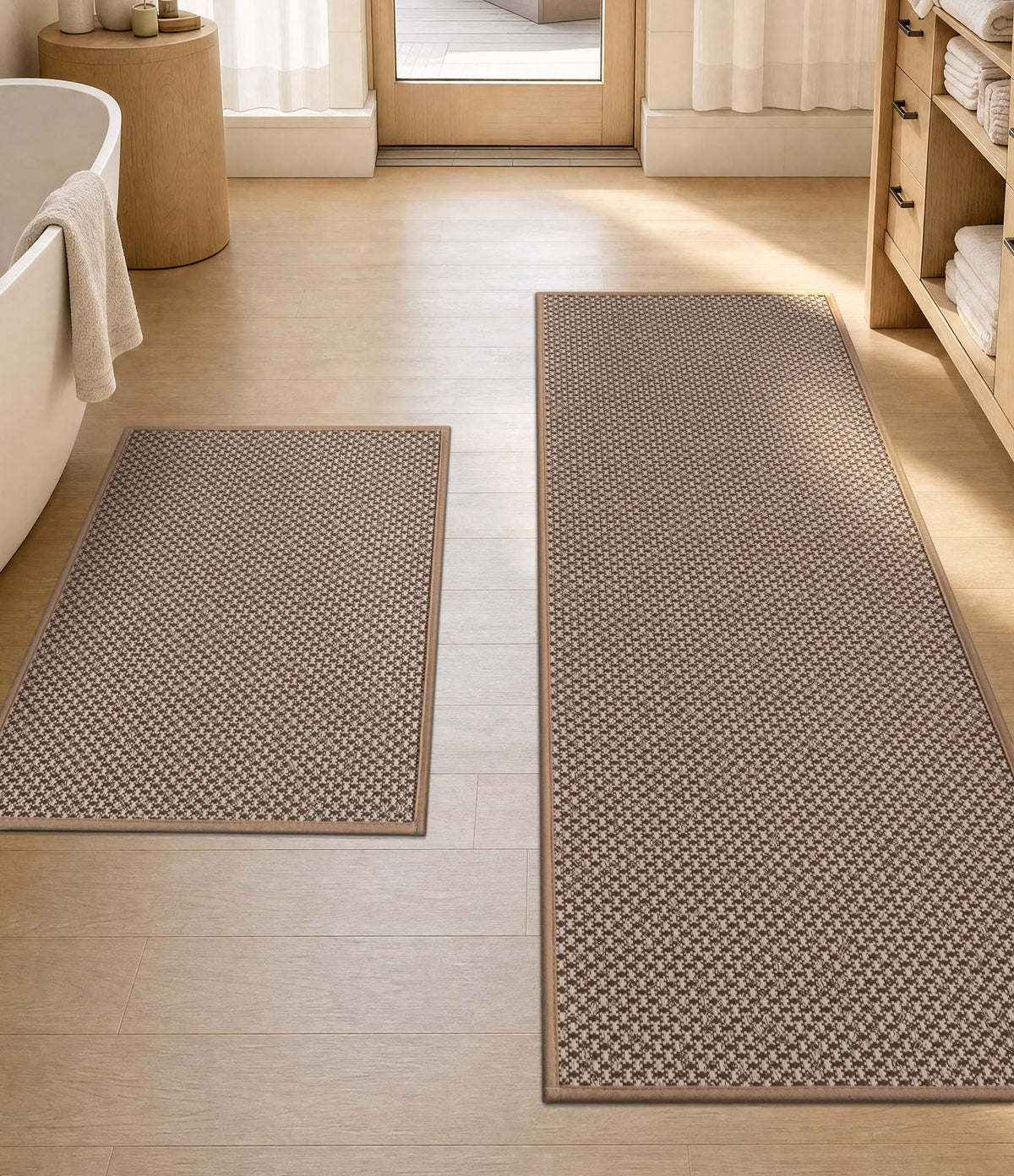 YIHOUSE Purple Bathroom Rugs Sets 2 Pieces,Thin Bath Mat Quick Dry