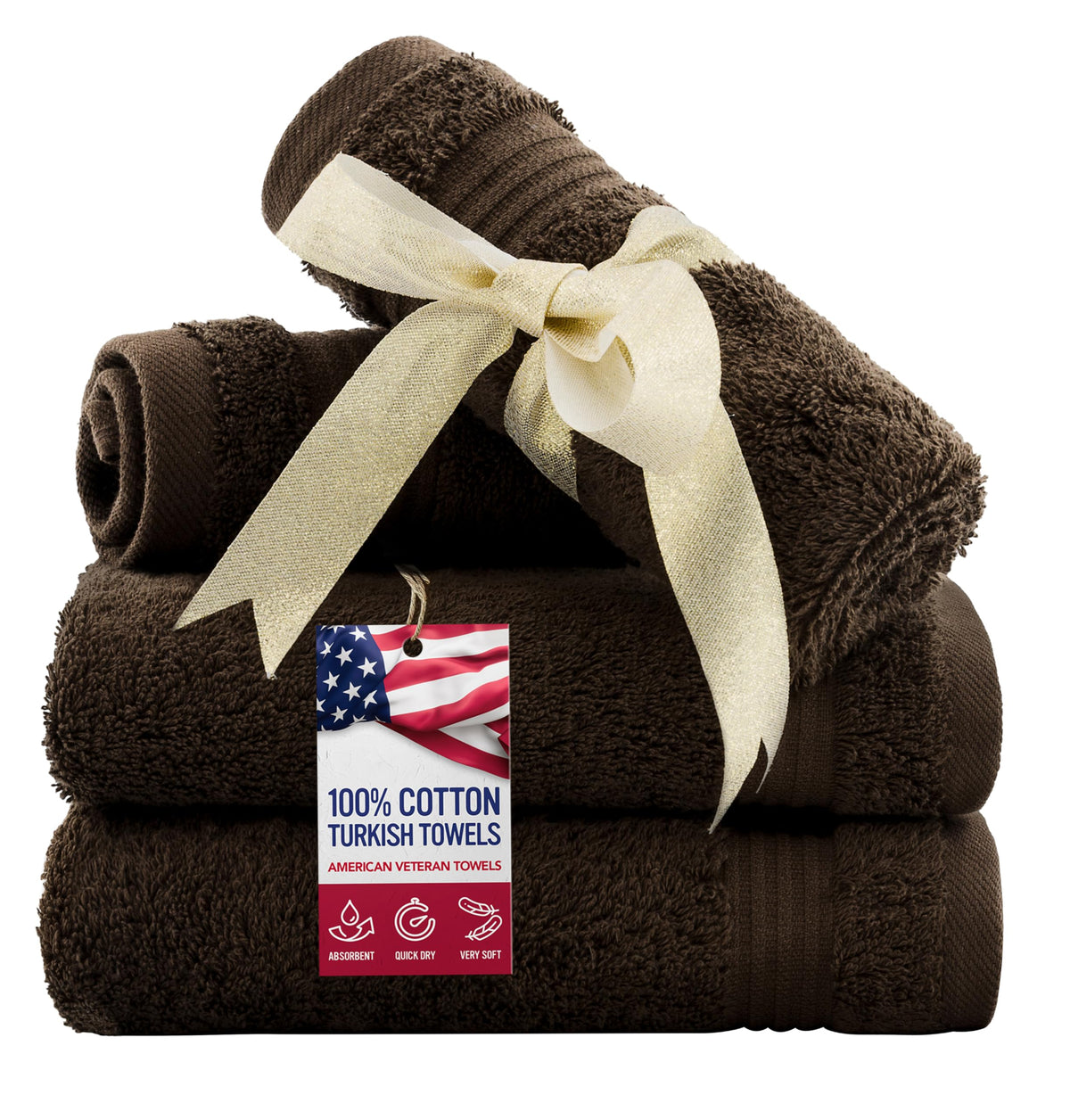American Veteran Towel, Hand Towels for Bathroom Set of 4, 100% Cotton Turkish Hand Towel Sets, Soft Hand Face Towels, Navy Blue Hand Towels