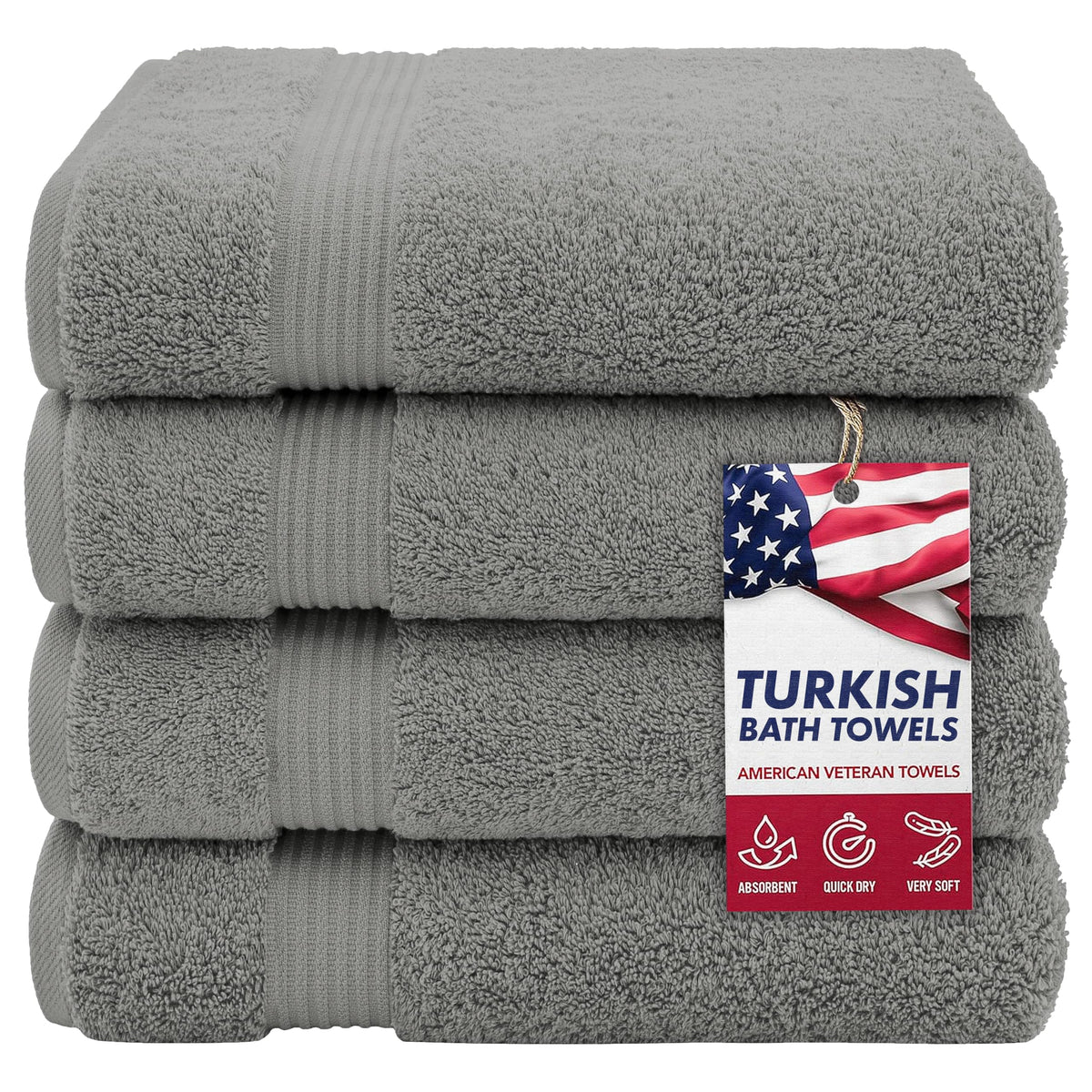 American Veteran Towel, Hand Towels for Bathroom Set of 4, 100% Cotton Turkish Hand Towel Sets, Soft Hand Face Towels, Navy Blue Hand Towels