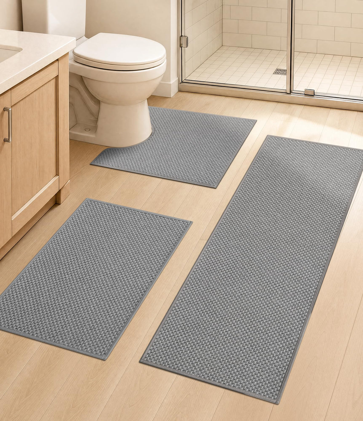 YIHOUSE Purple Bathroom Rugs Sets 2 Pieces,Thin Bath Mat Quick Dry