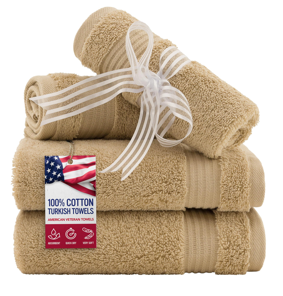 American Veteran Towel, Hand Towels for Bathroom Set of 4, 100% Cotton Turkish Hand Towel Sets, Soft Hand Face Towels, Navy Blue Hand Towels