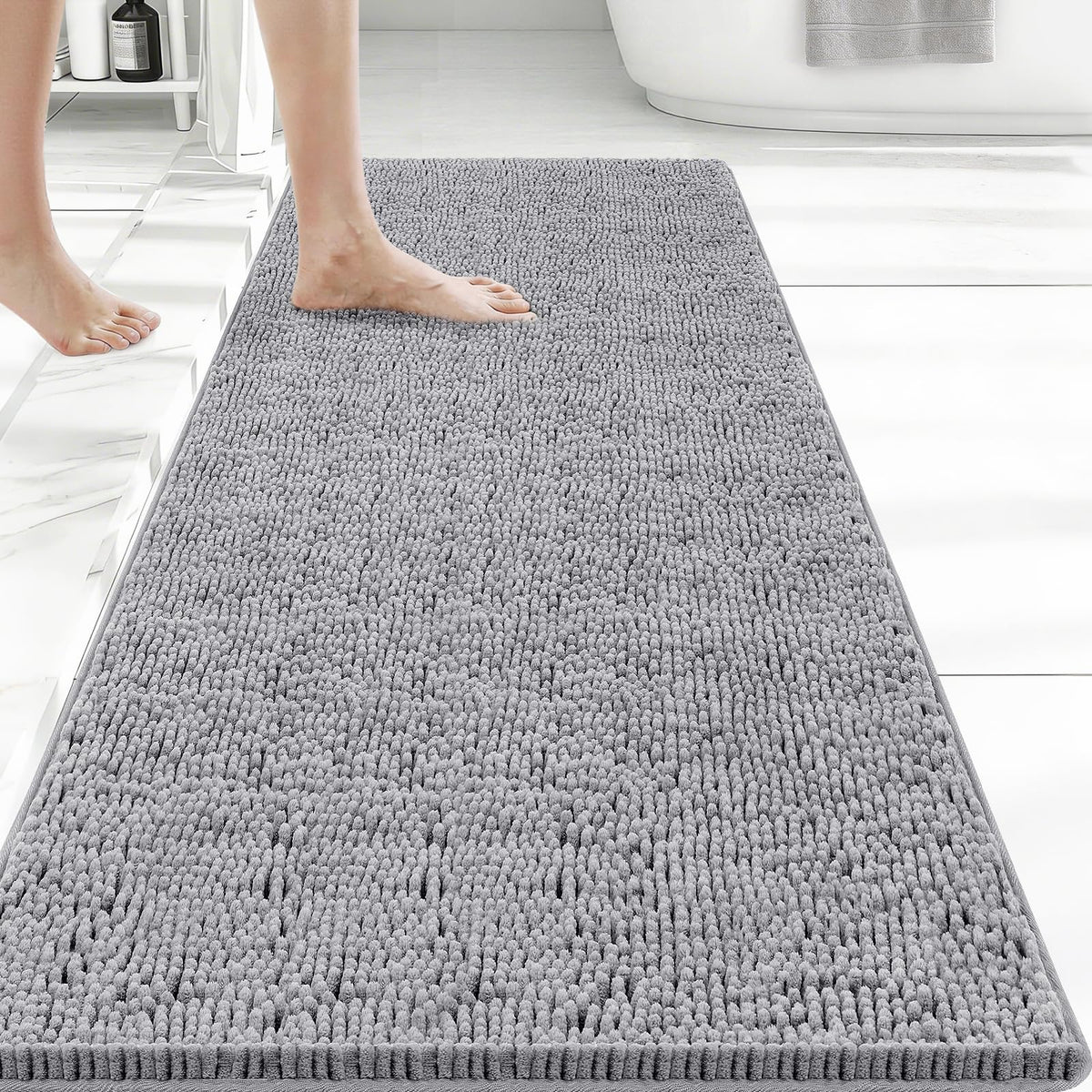 Bcoimo Small Bath Rug Mat,24x17 Extra Soft Chenille Lavender Bathroom Mats