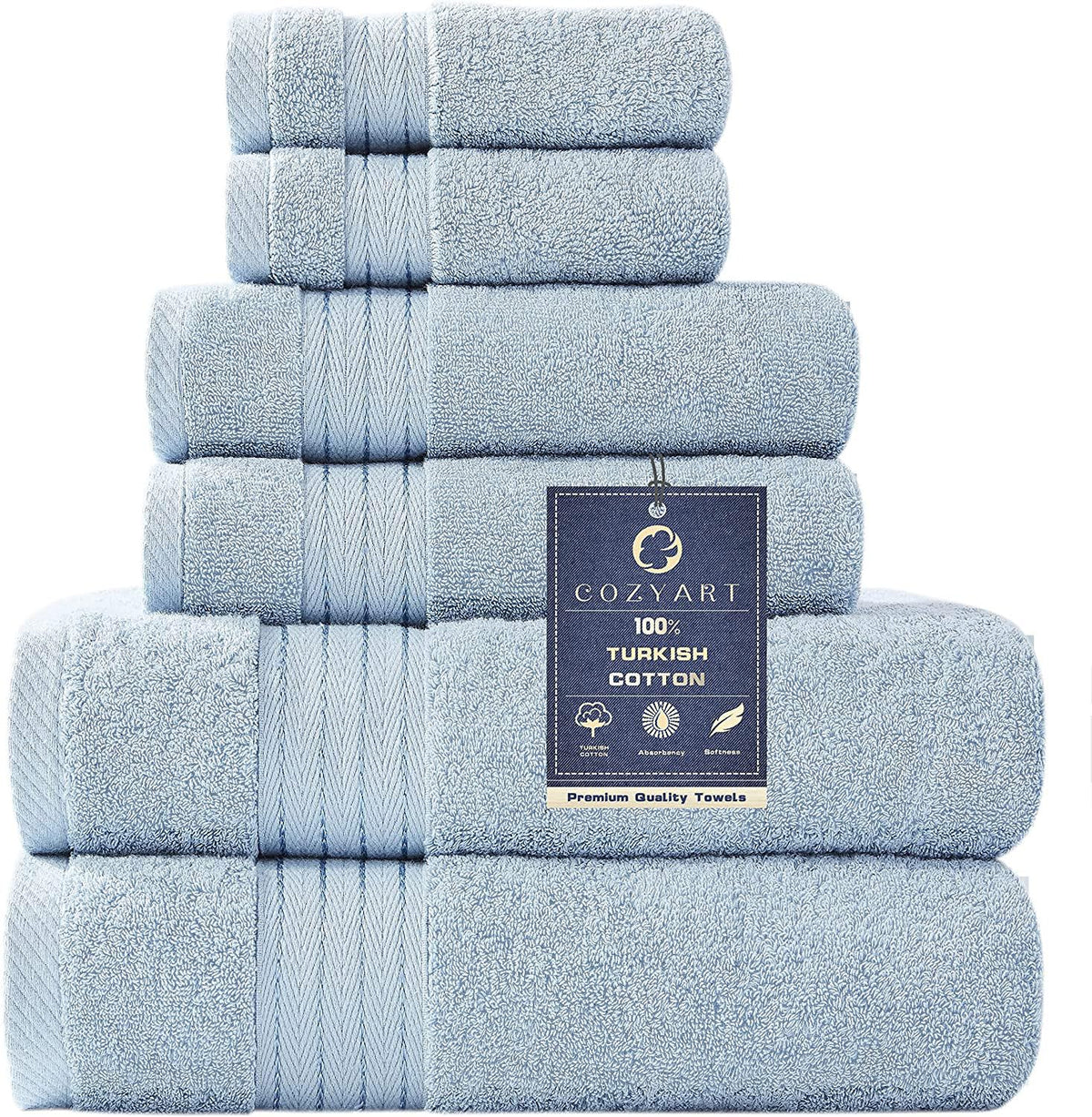 COZYART Luxury Bath Towel Set 6 Pcs, Burnt Orange 100% Turkish Cotton