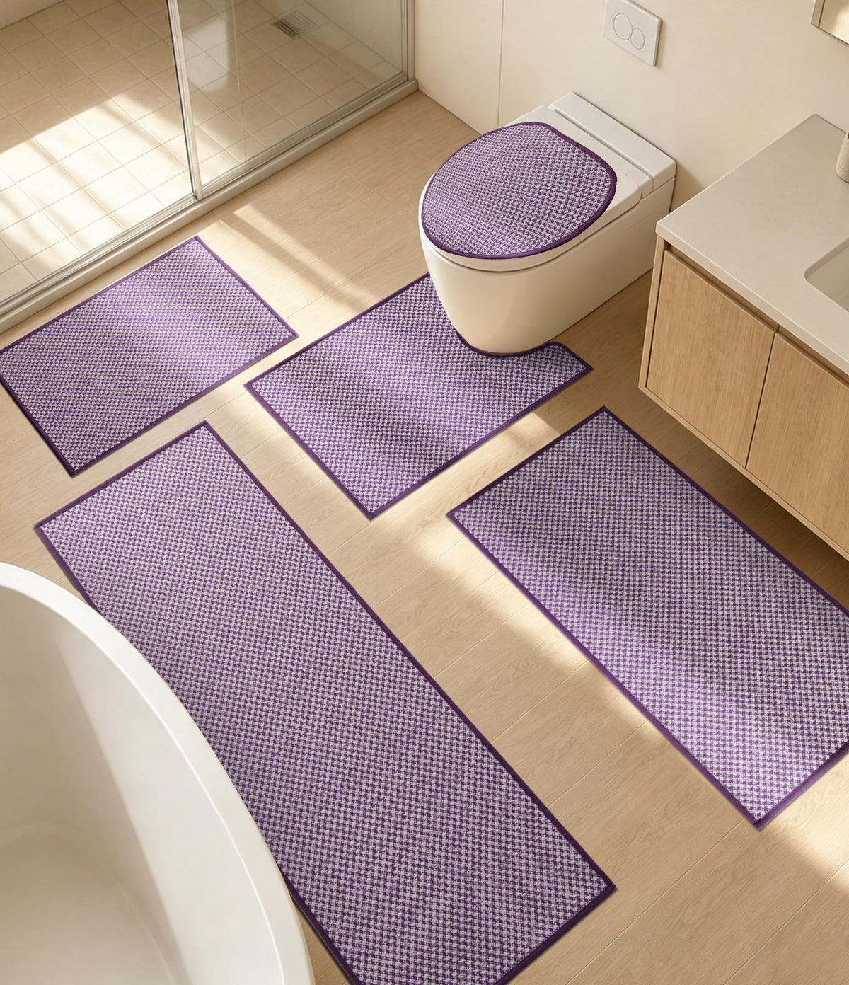 YIHOUSE Purple Bathroom Rugs Sets 2 Pieces,Thin Bath Mat Quick Dry