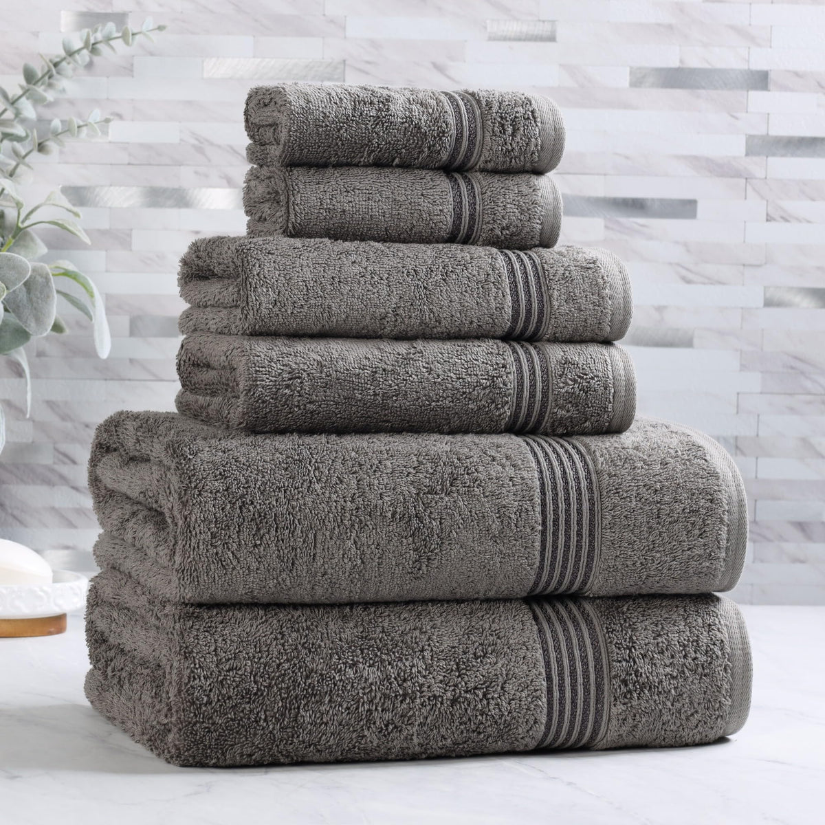 Superior Egyptian Cotton 6-Piece Towel Set, Bathroom Essentials, Towels For Bathroom, Apartment, Airbnb, Guest Bath, Face, Hand, Bath Towels, Washcloths, Absorbent, Fast Drying, Sage