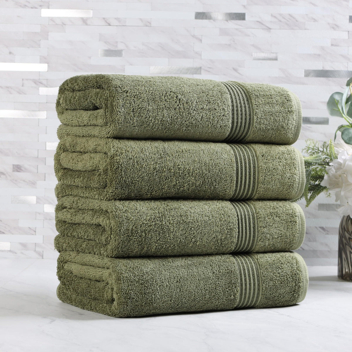 Superior Egyptian Cotton 6-Piece Towel Set, Bathroom Essentials, Towels For Bathroom, Apartment, Airbnb, Guest Bath, Face, Hand, Bath Towels, Washcloths, Absorbent, Fast Drying, Sage