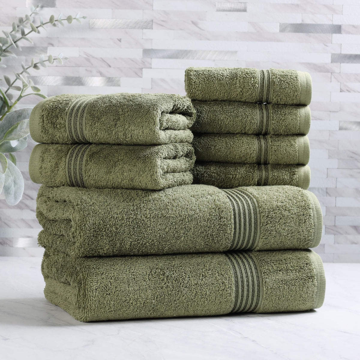 Superior Egyptian Cotton 6-Piece Towel Set, Bathroom Essentials, Towels For Bathroom, Apartment, Airbnb, Guest Bath, Face, Hand, Bath Towels, Washcloths, Absorbent, Fast Drying, Sage