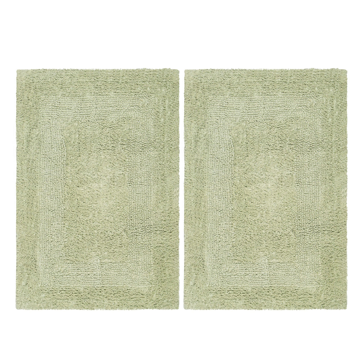 COTTON CRAFT 2 Pack Reversible Bath Mat Rug - Soft Plush -17x24- Azure Blue