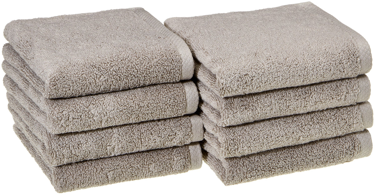 Amazon Basics Lightweight Quick-Dry Hand Towels, 100% Cotton, 28" x 16", Seafoam Green, 8-Pack