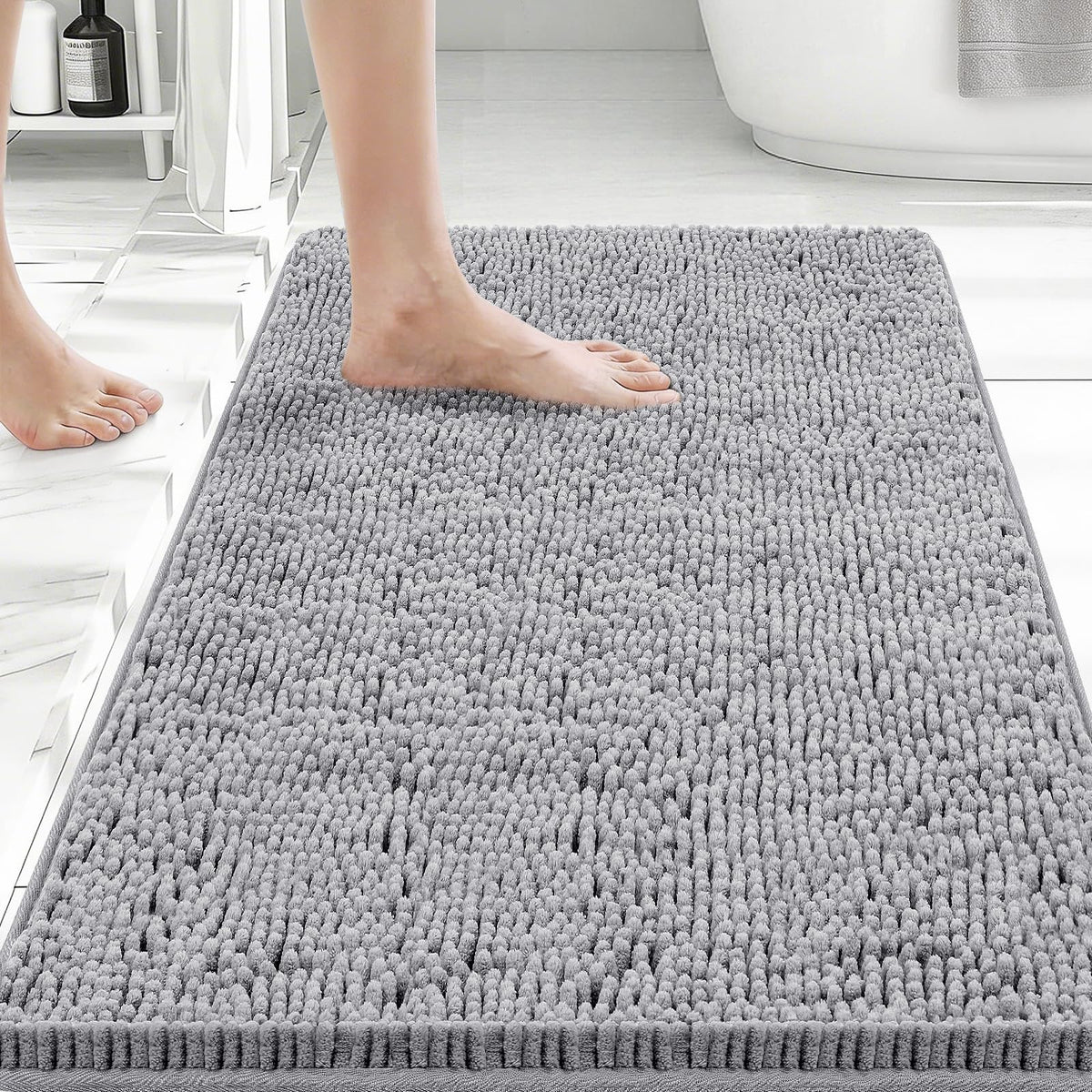 Bcoimo Small Bath Rug Mat,24x17 Extra Soft Chenille Lavender Bathroom Mats